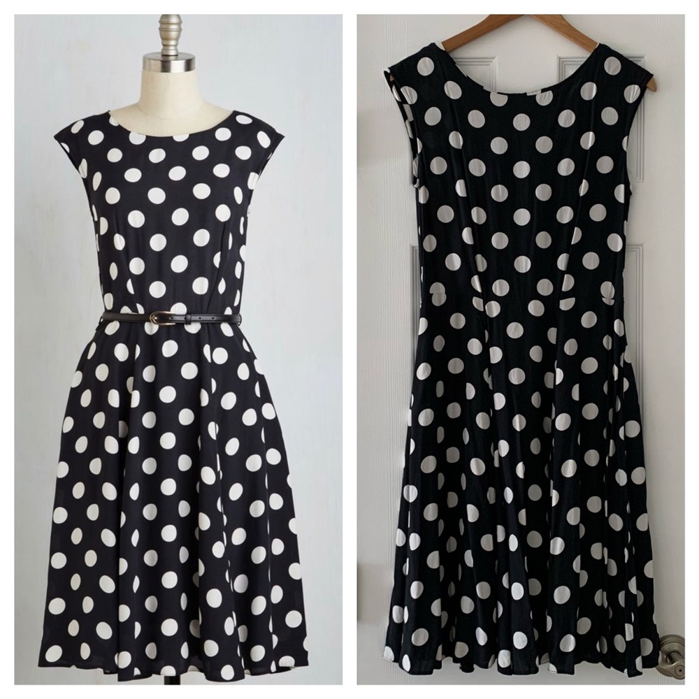 Retro Polka Dot Midi Dress